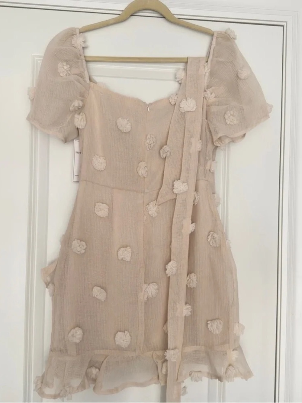 Kids Floral Textured Puff Sleeve Dress in Blush
